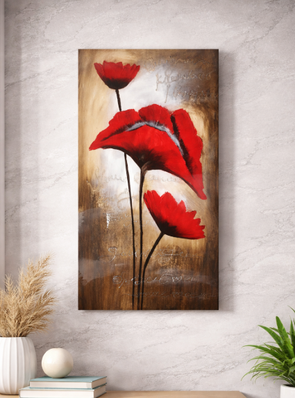 1644- (M) cuadro flores rojas g288b